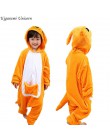 Dzieci Kigurumi jednorożec piżamy dla chłopców dziewcząt flanelowe dzieci Stich Pijamas zestaw zwierząt piżamy zimowe Onesies Un