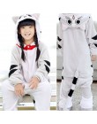 Dzieci Kigurumi jednorożec piżamy dla chłopców dziewcząt flanelowe dzieci Stich Pijamas zestaw zwierząt piżamy zimowe Onesies Un