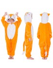 Dzieci Kigurumi jednorożec piżamy dla chłopców dziewcząt flanelowe dzieci Stich Pijamas zestaw zwierząt piżamy zimowe Onesies Un