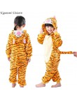 Dzieci Kigurumi jednorożec piżamy dla chłopców dziewcząt flanelowe dzieci Stich Pijamas zestaw zwierząt piżamy zimowe Onesies Un