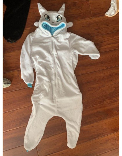 Jak wytresować smoka bezzębny Anime Kigurumi kobiety zimowa flanelowa ze zwierzęciem Onesie śliczne Cosplay piżamy kombinezon pi