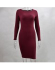 Kobiety Mini sukienka z dzianiny bawełnianej długim rękawem burgundii sukienki 2020 wiosna czysta dzianinowa sukienka bodycon dr