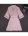 Jesień kobiety koszula nocna zestawy 2 sztuk koszula nocna szlafrok z miseczkami na piersi kobieta Satin Kimono szlafrok bielizn