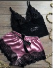 QWEEK kobiet piżamy bielizna nocna seksowna koronkowa bielizna lato cienkie piżamy zestaw damski Sexy V-neck Backless Pijamas ko