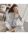 2020 kobiet garnitur z długim rękawem duży rozmiar Pijamas kobiety piżamy Satin Loungewear kobiety jednorożec piżamy wiosna noc 