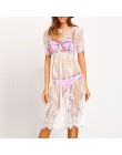 Czarny biały off shoulder koronkowa koszula nocna kobiety Sexy Spaghetti pasek Patchwork bielizna sukienka koronkowa bielizna no