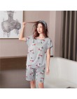 Bawełniana piżama z krótkim rękawem T-shirt długie spodnie 2 sztuka/zestaw seksowna letnia piżama Big Size mama domowa bielizna 