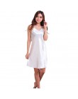 Niebieski Oversize kobieta satynowa koszula nocna Rayon Lady Sexy Spaghetti pasek sukienka wieczorowa kobiety koszule nocne ręka