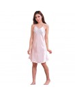 Niebieski Oversize kobieta satynowa koszula nocna Rayon Lady Sexy Spaghetti pasek sukienka wieczorowa kobiety koszule nocne ręka