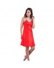 Niebieski Oversize kobieta satynowa koszula nocna Rayon Lady Sexy Spaghetti pasek sukienka wieczorowa kobiety koszule nocne ręka