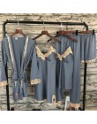 QWEEK kobiety piżamy z klatki piersiowej Sexy koronkowe kobiety piżamy zestaw 5 sztuk Pijama Mujer ubrania domowe moda Pijama 20