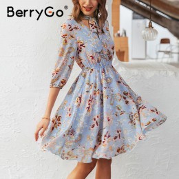 BerryGo vintage, w kwiaty drukuj sukienka boho kobiety dorywczo z długim rękawem wiosna chic party dress wysokiej talii odzież d