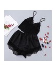 QWEEK kobiet piżamy bielizna nocna seksowna koronkowa bielizna lato cienkie piżamy zestaw damski Sexy V-neck Backless Pijamas ko