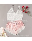 QWEEK kobiet piżamy bielizna nocna seksowna koronkowa bielizna lato cienkie piżamy zestaw damski Sexy V-neck Backless Pijamas ko