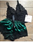QWEEK kobiet piżamy bielizna nocna seksowna koronkowa bielizna lato cienkie piżamy zestaw damski Sexy V-neck Backless Pijamas ko