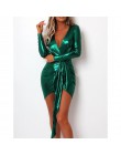 2020 wiosna bandaż sukienki bandażowe typu bodycon kobiety głębokie V Neck Mini Sexy sukienka kolorowe eleganckie zielone letnie