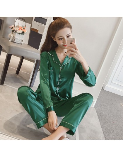 2020 kobiet garnitur z długim rękawem duży rozmiar Pijamas kobiety piżamy Satin Loungewear kobiety jednorożec piżamy wiosna noc 