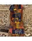 ZANZEA kobiety lato z krótkim rękawem bawełniana lniana sukienka Vestido szata Kaftan Femme Vintage V neck Floral wydrukowano le