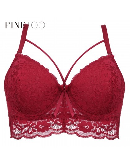 Sexy koronkowe biustonosze dla kobiet moda Strappy Plus rozmiar biustonosz ultra-cienka bielizna C D kubek biustonosz bielizna d