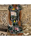 ZANZEA kobiety lato z krótkim rękawem bawełniana lniana sukienka Vestido szata Kaftan Femme Vintage V neck Floral wydrukowano le