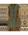 ZANZEA kobiety lato z krótkim rękawem bawełniana lniana sukienka Vestido szata Kaftan Femme Vintage V neck Floral wydrukowano le