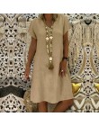 ZANZEA kobiety lato z krótkim rękawem bawełniana lniana sukienka Vestido szata Kaftan Femme Vintage V neck Floral wydrukowano le