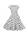 Czarny biały Polka Dot sukienka vintage lato kobiety Floral Print z krótkim rękawem sukienka retro sukienki rockabilly Party Jur
