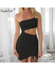 Nadafair Mini Bodycon letnia sukienka kobiety klub drążą Ruched Backless pomarańczowy biały czarny Party bandaż kobiety Sexy suk