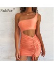 Nadafair Mini Bodycon letnia sukienka kobiety klub drążą Ruched Backless pomarańczowy biały czarny Party bandaż kobiety Sexy suk
