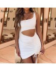 Nadafair Mini Bodycon letnia sukienka kobiety klub drążą Ruched Backless pomarańczowy biały czarny Party bandaż kobiety Sexy suk