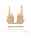 Dropshipping biustonosz Push up sexy plunge głębokie V przezroczyste regulowane paski kabriolet Sutian 70 75 80 85 90 95 A B C D