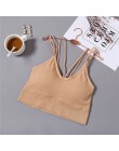 Głębokie V kobiety Sexy Bralette bawełna aktywny biustonosz jednolita, krótka koszulka Push Up usztywniany biustonosz wygodna bi
