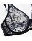 Plus rozmiar Sexy koronkowe biustonosze dla kobiet fiszbiny BH Hollow biustonosz Bralette bielizna damska delikatny haft bielizn
