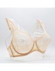 Plus rozmiar Sexy koronkowe biustonosze dla kobiet fiszbiny BH Hollow biustonosz Bralette bielizna damska delikatny haft bielizn