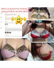 Biustonosz damski Plus rozmiar wzór w cętki bez fiszbin biustonosze Push Up regulowany biustonosz cienki kubek bielizna 44 46