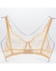 Plus rozmiar Sexy koronkowe biustonosze dla kobiet fiszbiny BH Hollow biustonosz Bralette bielizna damska delikatny haft bielizn