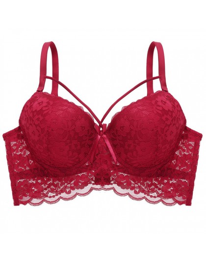 Koronkowe biustonosze dla kobiet biustonosz z fiszbinami Bralette Sexy Ultra cienkie bielizna Plus rozmiar C D kubek bielizna da