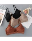 GUMPRUN cienki pasek Bralette seksowna bielizna bez szwu drążą miękkie biustonosze dla kobiet bezprzewodowy biustonosz Push Up w