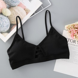GUMPRUN cienki pasek Bralette seksowna bielizna bez szwu drążą miękkie biustonosze dla kobiet bezprzewodowy biustonosz Push Up w