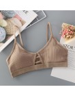 GUMPRUN cienki pasek Bralette seksowna bielizna bez szwu drążą miękkie biustonosze dla kobiet bezprzewodowy biustonosz Push Up w