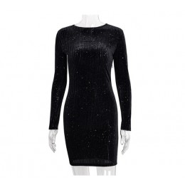Kryptograficzna moda aksamitna sukienka z długim rękawem night club party dress kobiety slim jesienno-zimowa sukienka 2019 sexy 