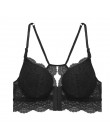 Seksowne kobiety biustonosz moda biustonosz zapinany z przodu biustonosz Push Up B C kubek koronkowy biustonosz Backless biuston