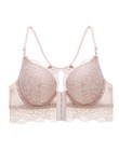 Seksowne kobiety biustonosz moda biustonosz zapinany z przodu biustonosz Push Up B C kubek koronkowy biustonosz Backless biuston