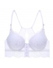 Seksowne kobiety biustonosz moda biustonosz zapinany z przodu biustonosz Push Up B C kubek koronkowy biustonosz Backless biuston