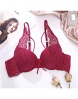 Seksowne kobiety biustonosz moda biustonosz zapinany z przodu biustonosz Push Up B C kubek koronkowy biustonosz Backless biuston