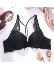 Seksowne kobiety biustonosz moda biustonosz zapinany z przodu biustonosz Push Up B C kubek koronkowy biustonosz Backless biuston