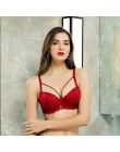Seksowna koronkowa biustonosz moda Racerback kwiatowe biustonosze dla kobiet B C kubek fiszbiny bielizna Bralette kobieca kokard