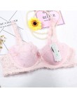 Top kobiety bielizna Sexy biustonosze push-up 3/4 Cup wyściełany koronkowy prześwitujący biustonosz Cup B tylko biustonosz damsk