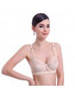Top kobiety bielizna Sexy biustonosze push-up 3/4 Cup wyściełany koronkowy prześwitujący biustonosz Cup B tylko biustonosz damsk