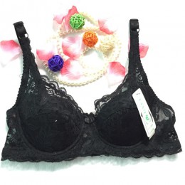 Top kobiety bielizna Sexy biustonosze push-up 3/4 Cup wyściełany koronkowy prześwitujący biustonosz Cup B tylko biustonosz damsk